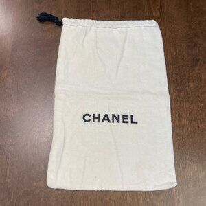Chanel Drawstring Dust Bag Small Size Measures 9" X 14" Off White Black Designer